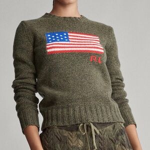 Ralph Lauren Iconic American Flag Sweater Wool & Cashmere Blend $398 MSRP